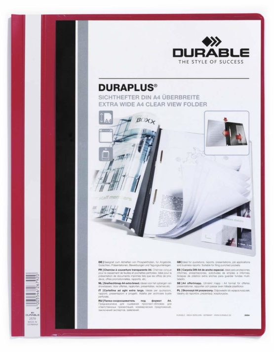 Durable Duraplus A4 Quotation PVC Folder with Clear Title Pocket - Assorted - Image 4