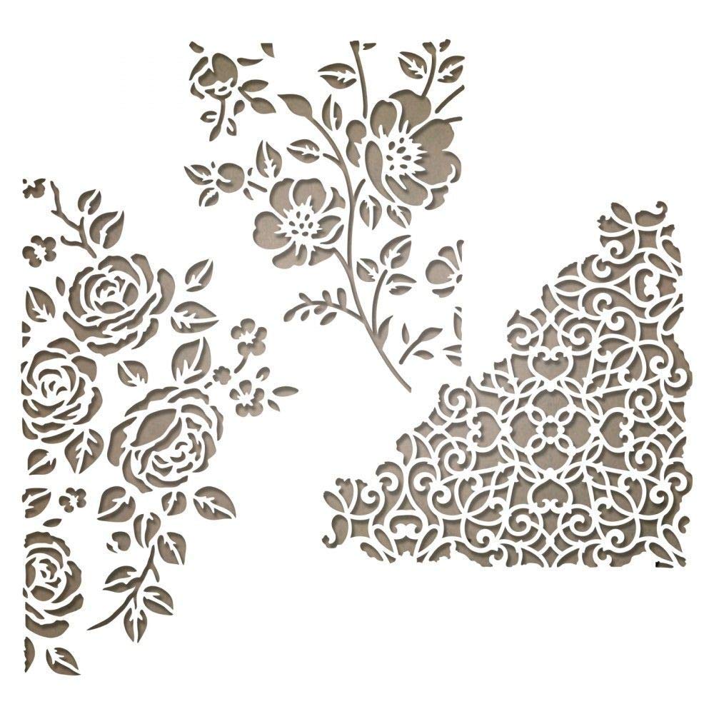 Sizzix 662688 Thinlits Die Set 3PK-Mixed Media #5 by Tim Holtz, Metal, Multicolour, 9.53cm x 9.53 cm - 7.3 cm x 8.89 cm