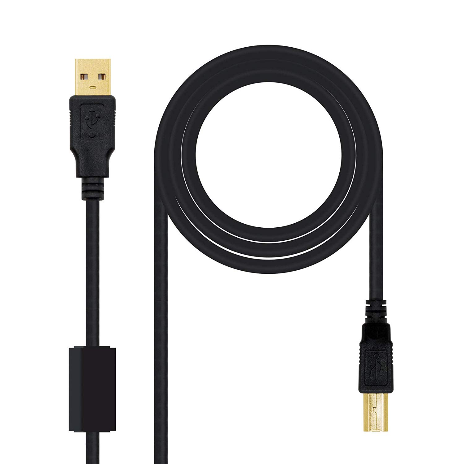NANOCABLE 10.01.1203 USB 2.0 Cable for Printers with Ferrite Type A/M-B/M, Male-Male, Black, 3.0 m, 3 meters
