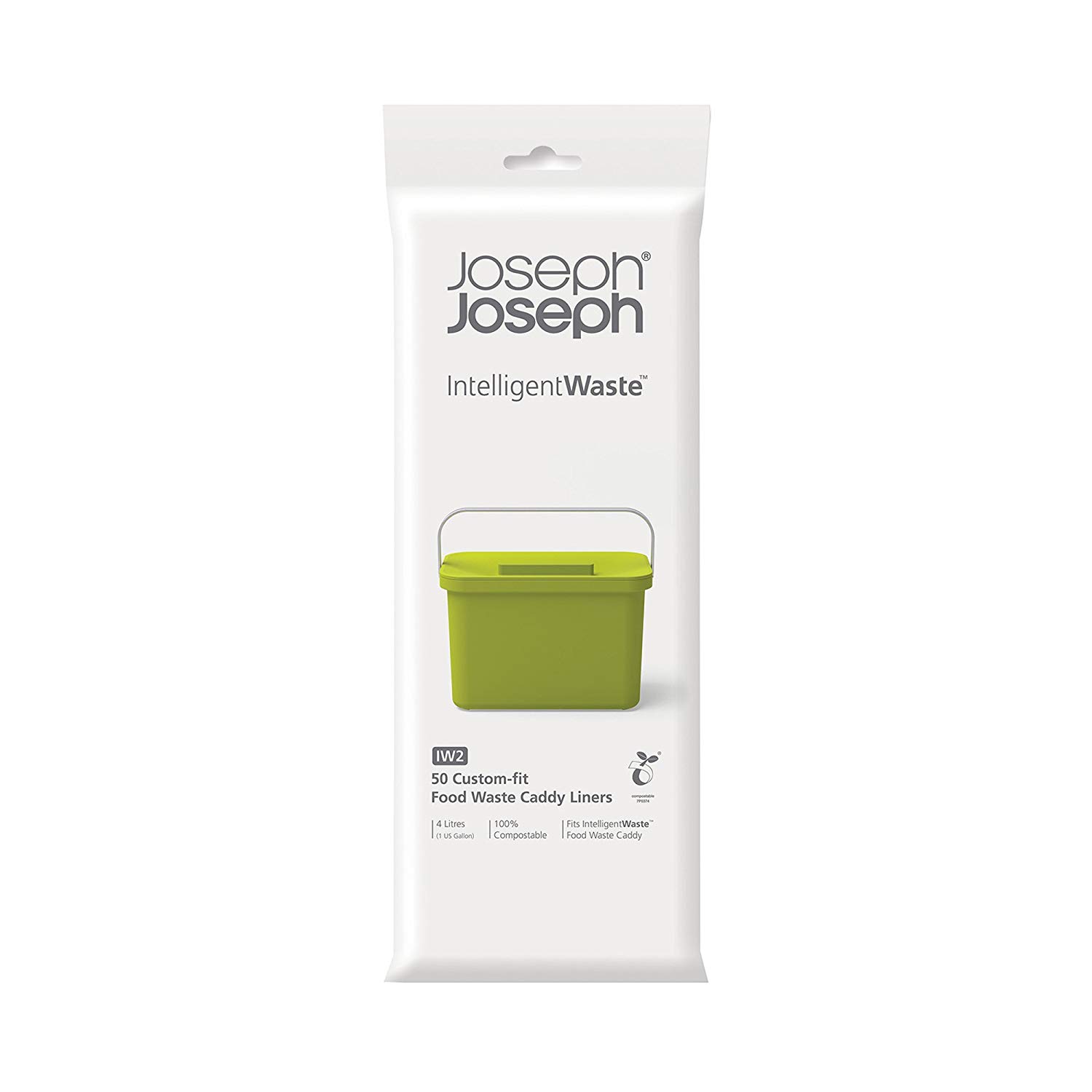 Joseph Joseph IW2 Biodegradable, Compostable Bags, Pack of 50 Food Waste Bin Liners, White, Small, 4 Litres - Image 2