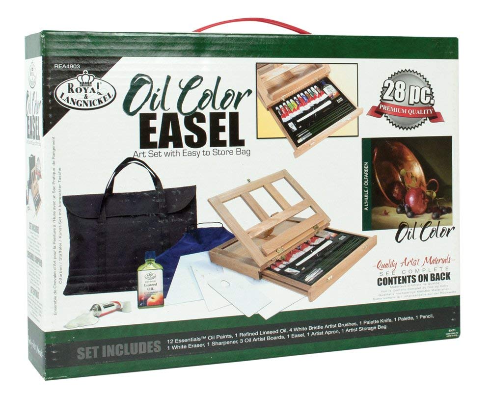 Royal and Langnickel Oil Painting Art Easel Set, Blue/White, 26 cm (D) x 33.5 cm (W) x 5 cm (H)