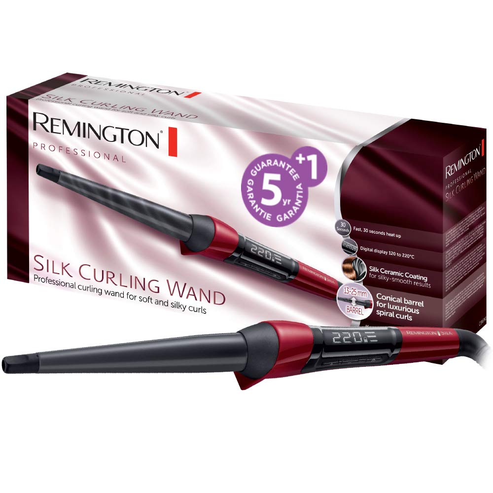 Remington Curling Iron From Silk Curling Wand CI 96W1,,, Pack of1, Red, 25 mm x 13 mm