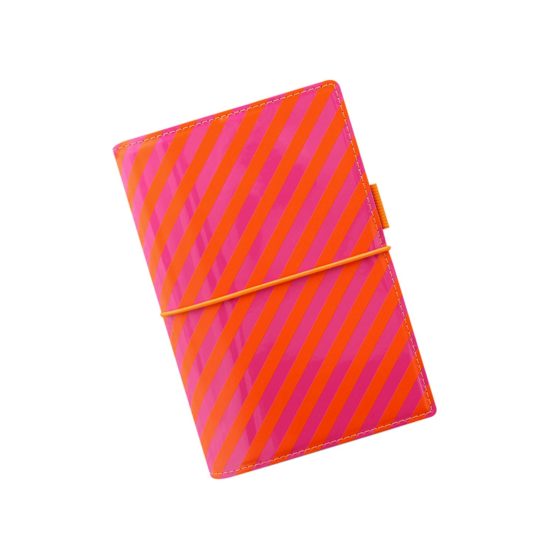 Filofax A5 Domino Patent Stripes Personal Organiser - Orange/Pink - Image 3