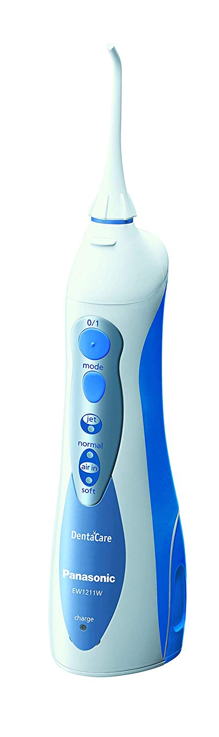 Panasonic EW1211 Rechargeable Dental Oral Irrigator with 2 Water Jet Modes, Blue and White, Pack of 1