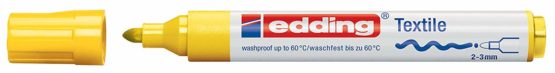 edding 4500 Textile Marker - Yellow - 1 Pen - Round Nib 2-3 mm - Permanent Fabric Markers for Drawing on Textiles, Wash-Resistant Up To 60 °C - Marker Pens for Fabric Lettering