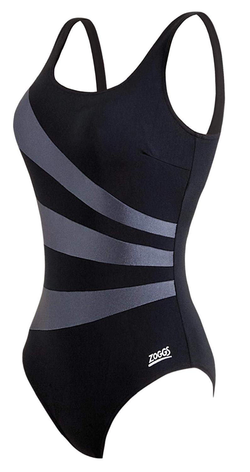 Zoggs Women's Sandon Scoopback Swimming Costume, Foam Cups and Tummy Control Swimsuit, Black, 38-inch/Size 14 - Image 4