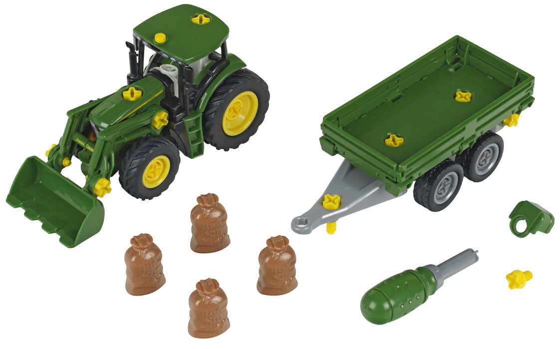 Theo Klein 3905 - John Deere Tractor With Transport Trailer,Toy, Multicolored