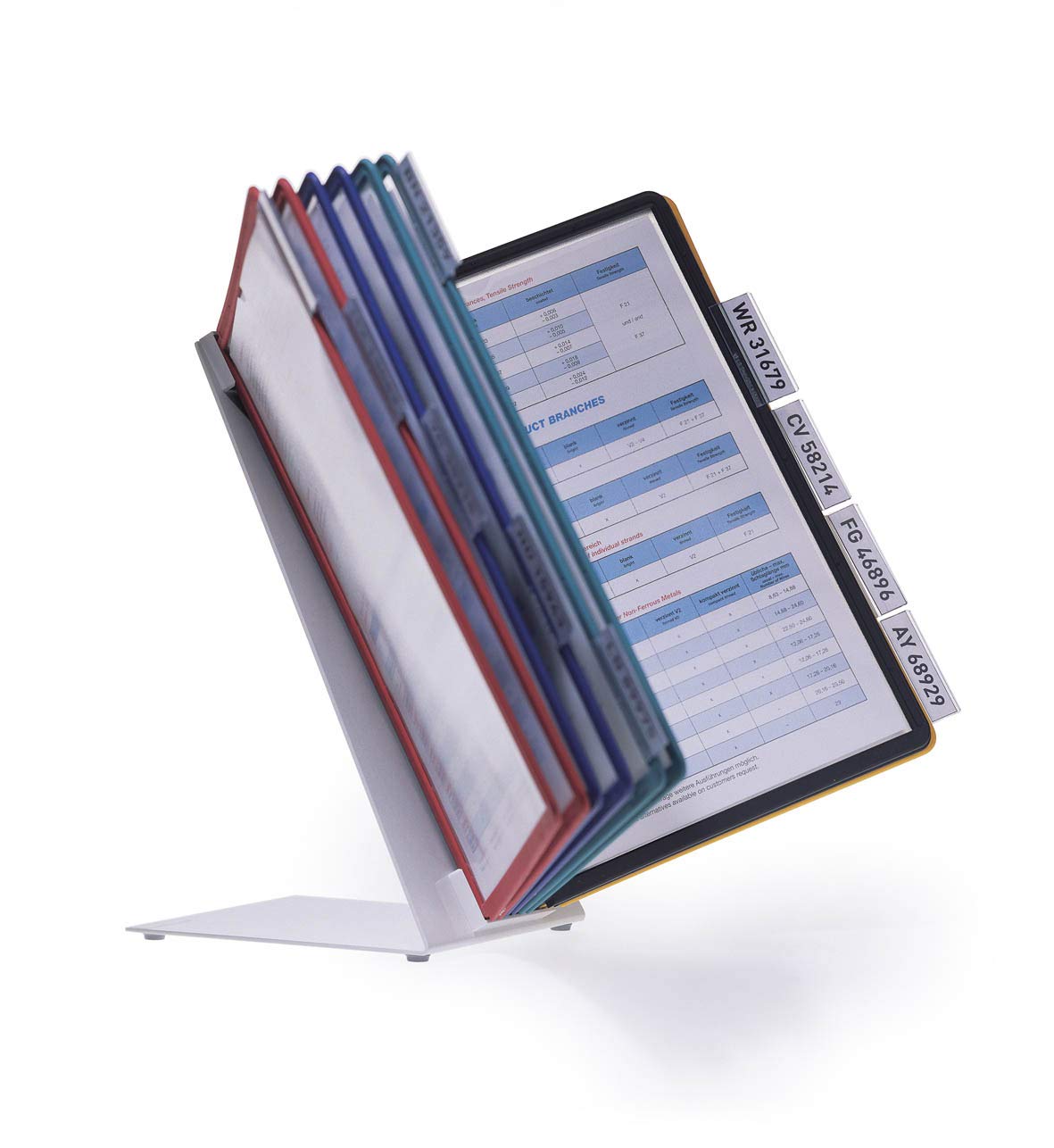 Durable VARIO Display Panel Desk Unit - 10 Panel and Tab Reference System in Assorted Colours - For Storing and Displaying A4 Documents