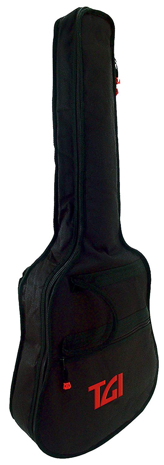 TGI 4337 Padded Gig Bag for Acoustic Bass Guitar, Black, 125cm x 48cm x 37.5cm x 15.5cm