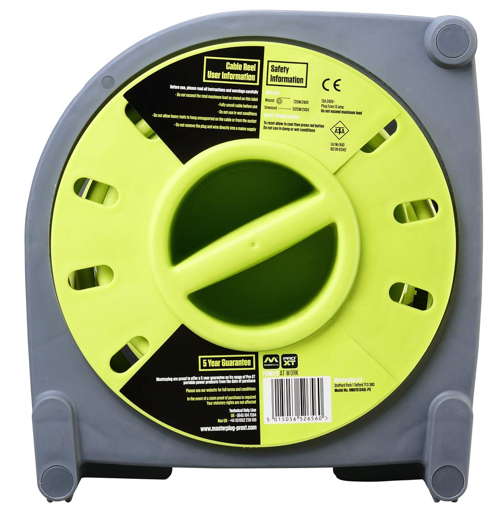 Masterplug Four Socket, 15 Metre Premium Case Reel, Medium Power Cable Extension Reel, Thermal Cut-Out & Power Indicator - Image 4