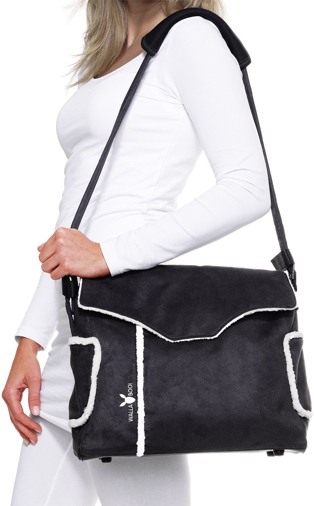 Wallaboo Nappy Changing Bag, Stylish & Durable Faux Suede, Included Changing Pad, Bottle Case, Accessory Pouch, Black - Image 2