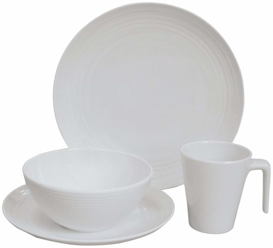 Flamefield SV0116 16-Piece Seramika Vanilla Melamine Set, White