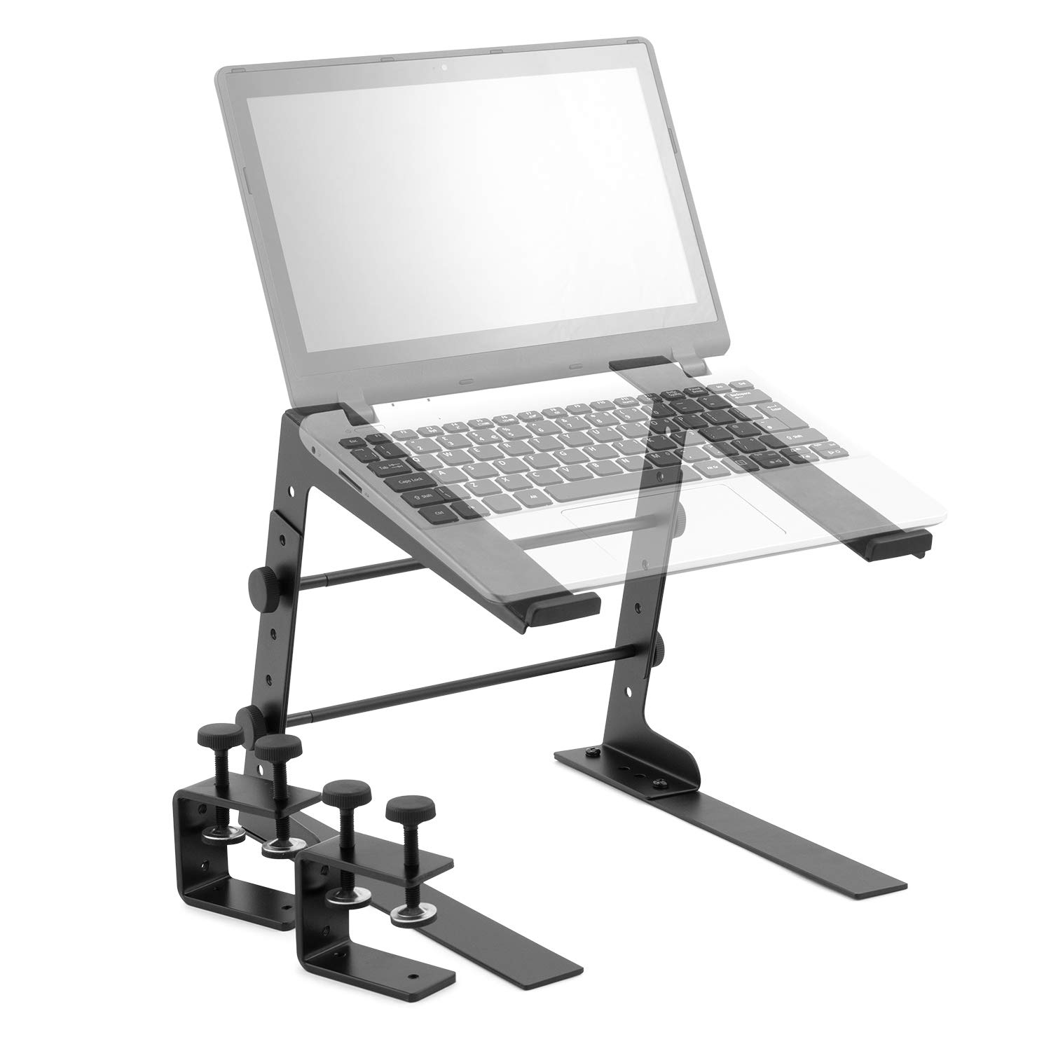 Tiger Laptop Stand/DJ Stand with Clamps, Black