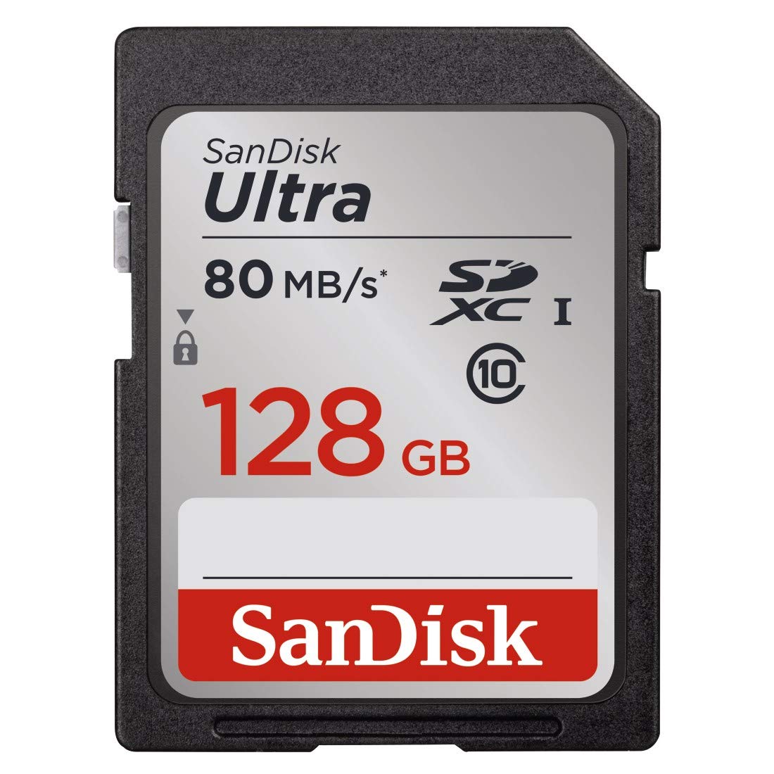 SanDisk Ultra 128 GB SDXC Class 10 Memory Card up to 80 Mbps, Black, Grey