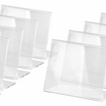 SIGEL TA217 Sign Holder, slanted, for A7 landscape, single-sided presentation, acrylic, transparent, 10 pcs.