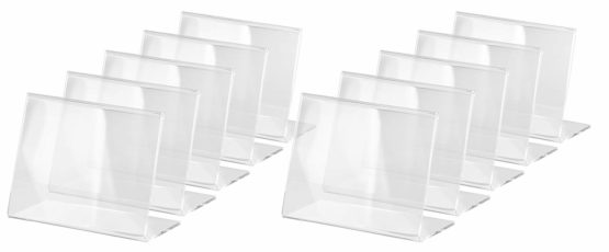 SIGEL TA217 Sign Holder, slanted, for A7 landscape, single-sided presentation, acrylic, transparent, 10 pcs.