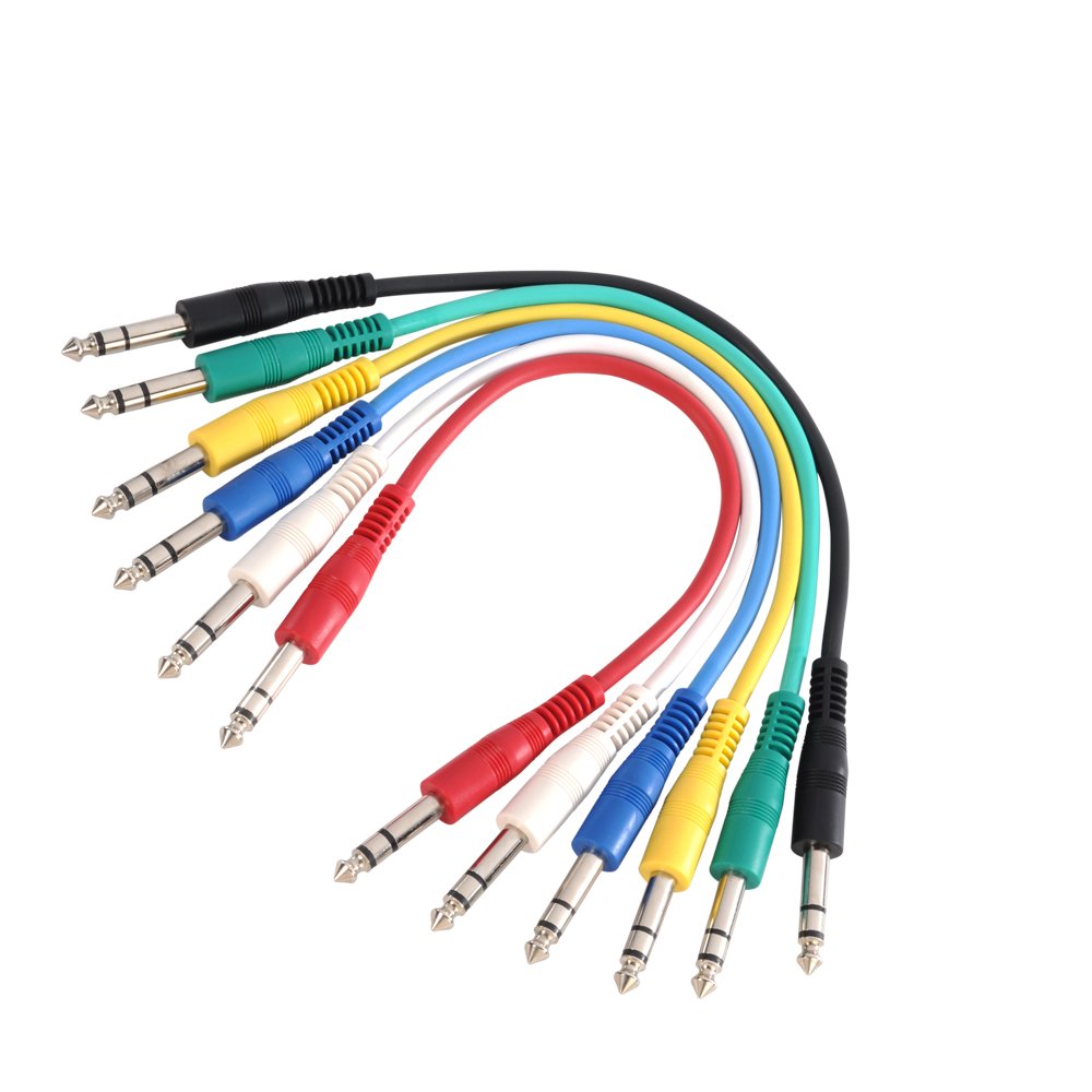Adam Hall 3 Star Series 0.3m 6.3mm Jack Stereo to 6.3mm Jack Stereo Patch Cable Set, black, 0.3 m