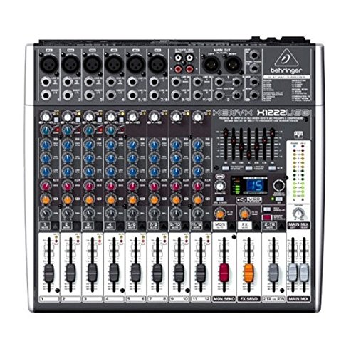 Behringer XENYX X1222USB Premium 16-Input 2/2-Bus Mixer with XENYX Mic Preamps and Compressors, British EQ