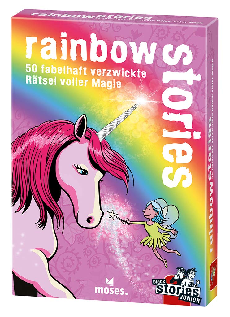 black stories Junior - rainbow stories: 50 fabulous tricky puzzles full of magic, Colourful, ca. 9,4 cm x 13,3 cm