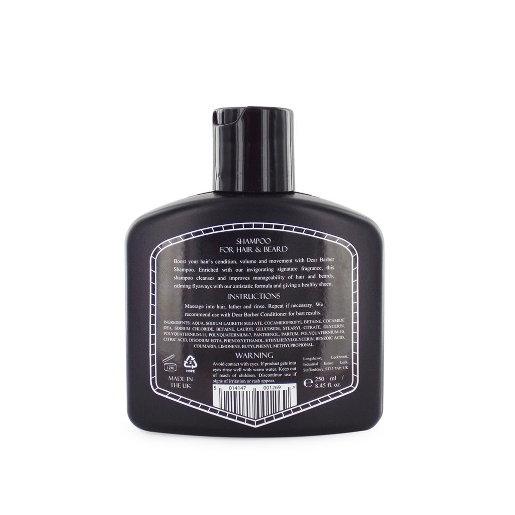 Dear Barber HAIR & BEARD SHAMPOO FOR MEN 250ml, Nourishing & Moisturising Formula for Soft Healthy Hair & Beard - Image 2