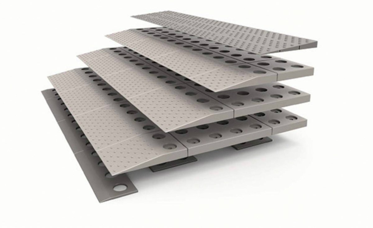 SECUCARE 4-Layer Modular Threshold Ramp 84 x 8 x 57 cm, Silver, 84 x 8 x 57cm
