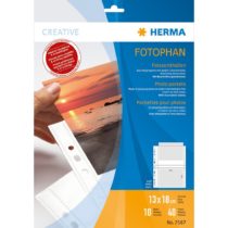 HERMA Photo Pockets for Ring Binder Albums, Acid Free, 18 x 13 cm Landscape Format, 40 Pockets, White