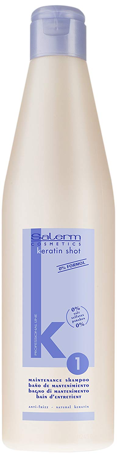 SALERM, Keratin Shot, Sulphate Free Shampoo, 500 ml, Preparation and Care for Keratin Treatment for Hair Straightening