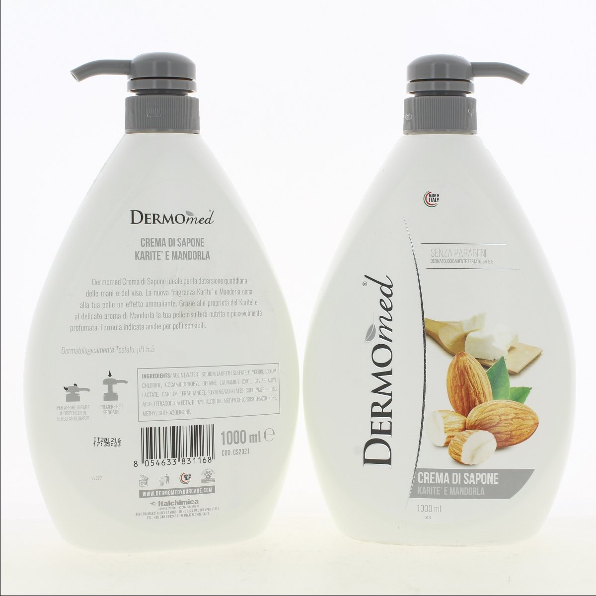 Dermomed, Hand Soap Cream Almond, Respect the Skin Making it Scented and Soft, with Hyaluronic Acid, pH Neutral