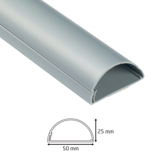 D-Line 1M5025A Maxi Trunking, Decorative TV Cable Tidy, Electrical Wire Cover, Popular Cord Management Solution - 50mm (W) x 25mm (H) - Aluminium-Effect (1-Meter Length) - Image 3
