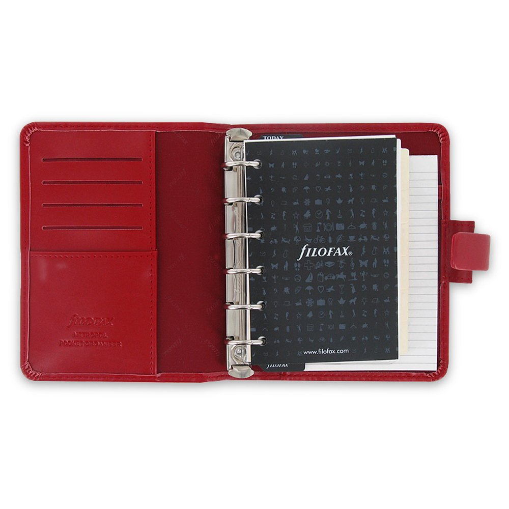Filofax Metropol Pocket organiser- Red (Paper size 81mm x 120mm), Pocket Strap - Image 3