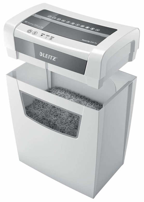 Leitz IQ Home Office Cross Cut Paper Shredder, Shreds 10 Sheets, 23 Litre Bin, White, 80091000 - Image 3