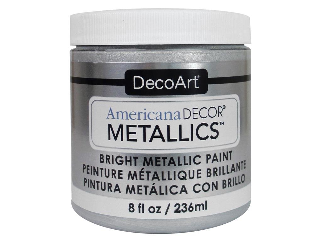 DecoArt Americana Décor Metallic Jar Of Paint, Acrylic, Sterling Silver, 7 x 7 x 8 cm, 236 ml (Pack of 1)