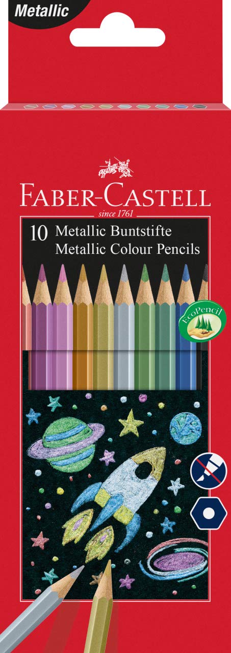 Faber-Castell 201583 Metallic Colour Pencil (Pack of 10), 10 Count (Pack of 1)