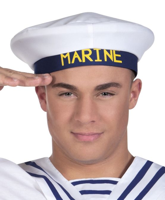 Boland 44368 Navy Marine Sailor Hat, White, One Size
