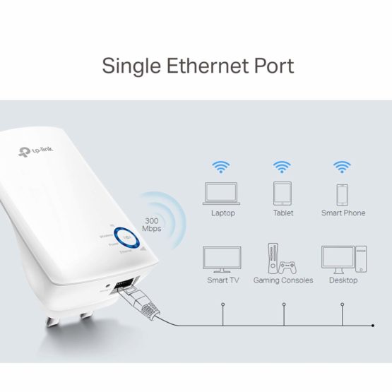 TP-Link TL-WA850RE N300 Universal Range Extender, Broadband/Wi-Fi Extender, Wi-Fi Booster/Hotspot with 1 Ethernet Port, Plug and Play, Built-in Access Point Mode, UK Plug, White - Image 2