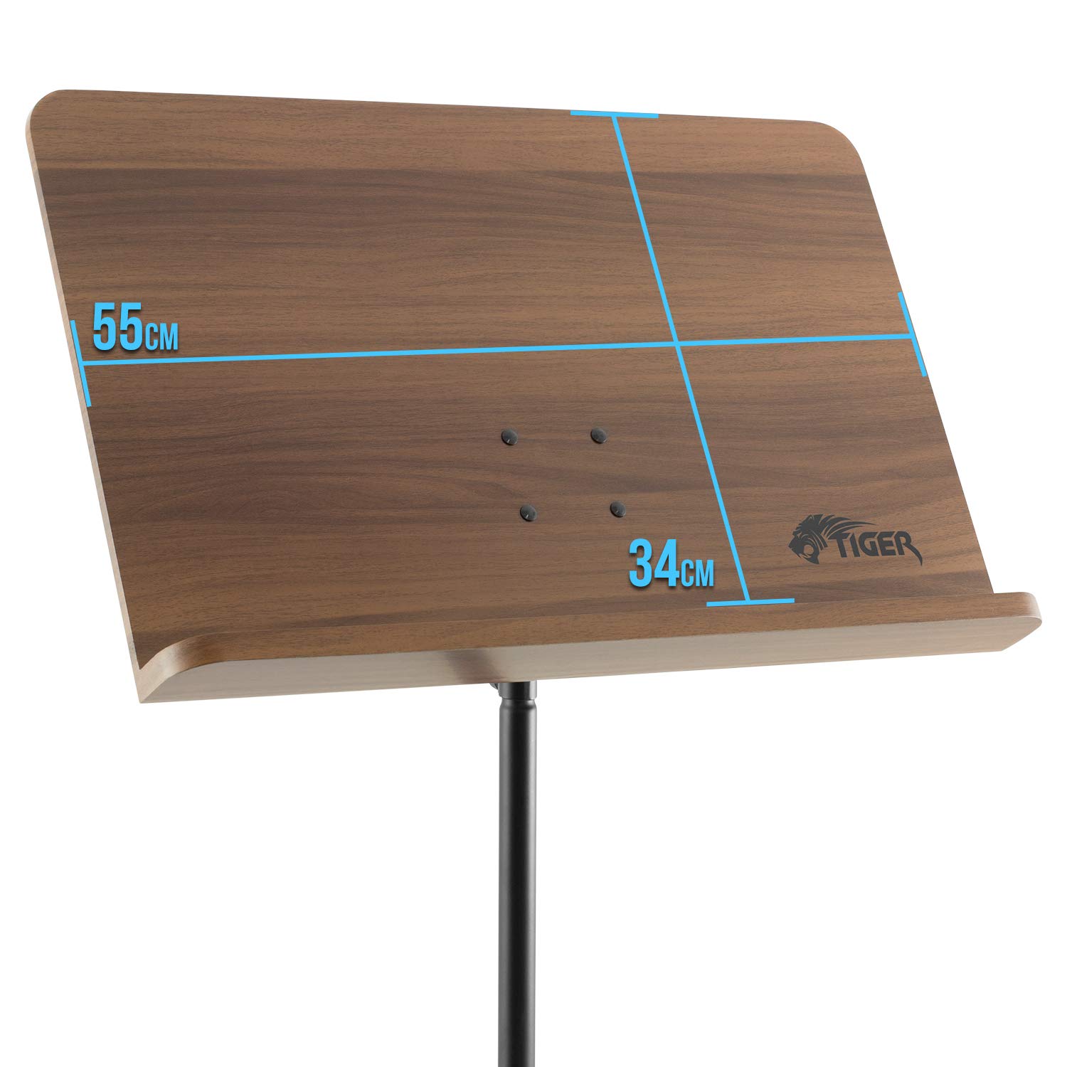 Tiger MUS35-BK Sheet Music Stand Fully Adjustable Orchestral Music Stand, Wooden - Image 2