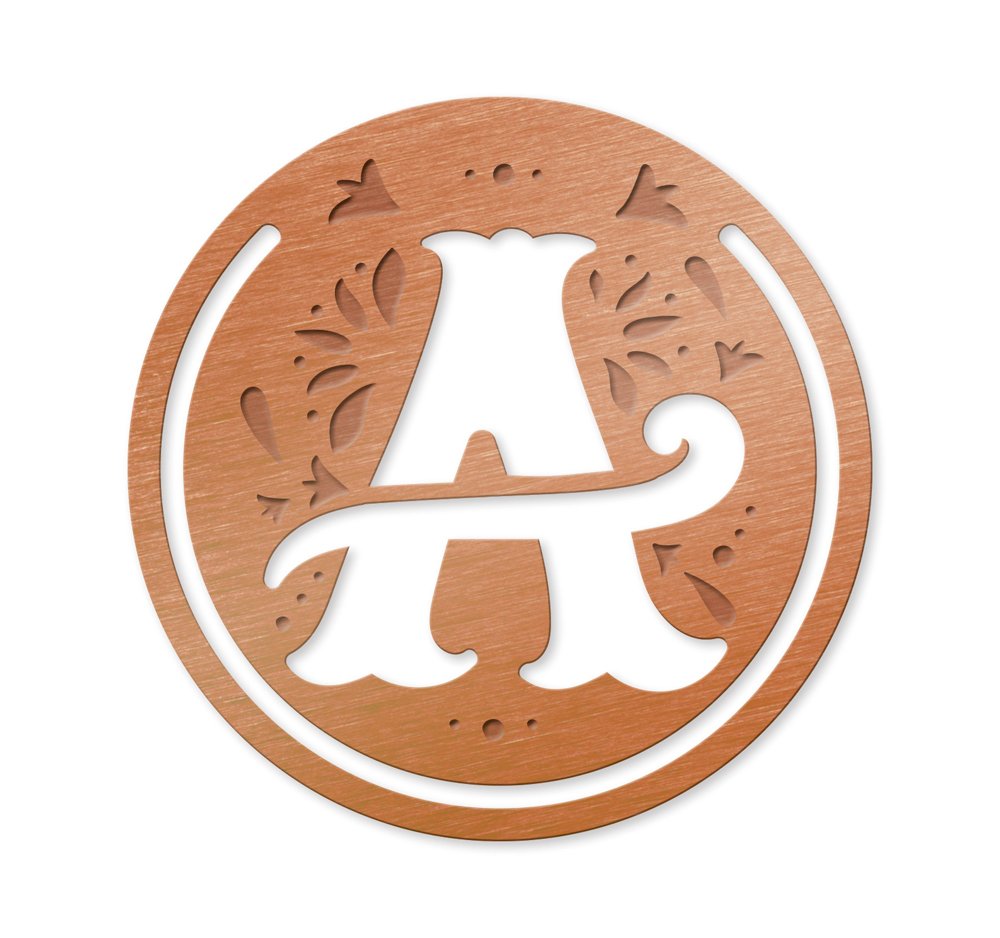 Literary Letters Metal Bookmark - Letter A, Brown