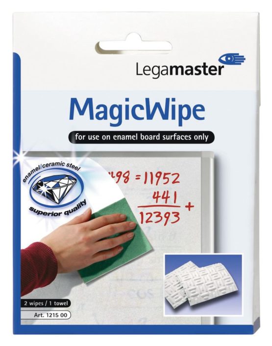 Legamaster Magic Wipes - Ready-to-Use Eraser for Whiteboard Cleaning - for Enamel Steel Board Surfaces only - 2 Pieces - Image 2