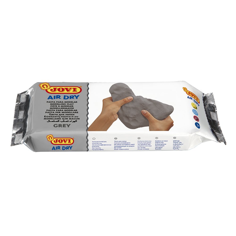 Jovi - Air Dry Modelling Clay Bar, No Baking Pottery Clay, Grey Colour, 500 gr, Non-Toxic and Gluten Free