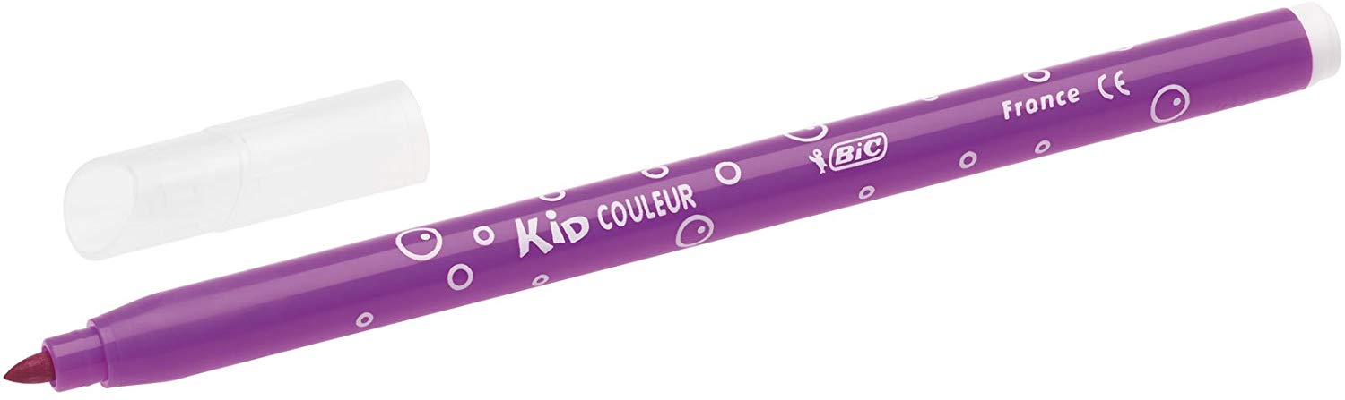 BIC Kids Felt Tip Pens, Kid Colour with Medium Blocked Tip, Vivid Colouring Pens, Washable Markers, Back to School Supplies, 24 Pack - Image 2