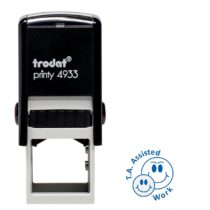 Trodat Printy 4933 Teacher Stamp "T.A. Assisted Work" Version 2 – Self Inking, Blue Ink