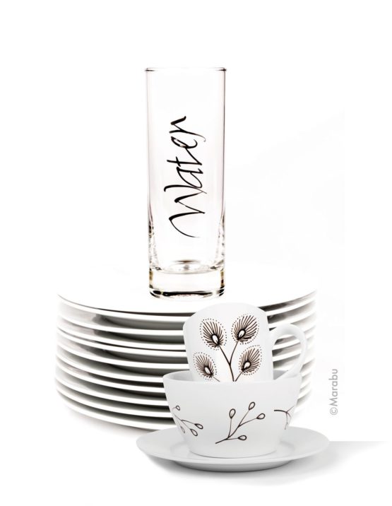 Marabu 0123000000084 Porcelain & Glass Painter Set Elegant High-Gloss Water-Based Porcelain and Glass Paint Pen Dishwasher Safe After Burning 3 Black Pens Various Line Widths - Image 3
