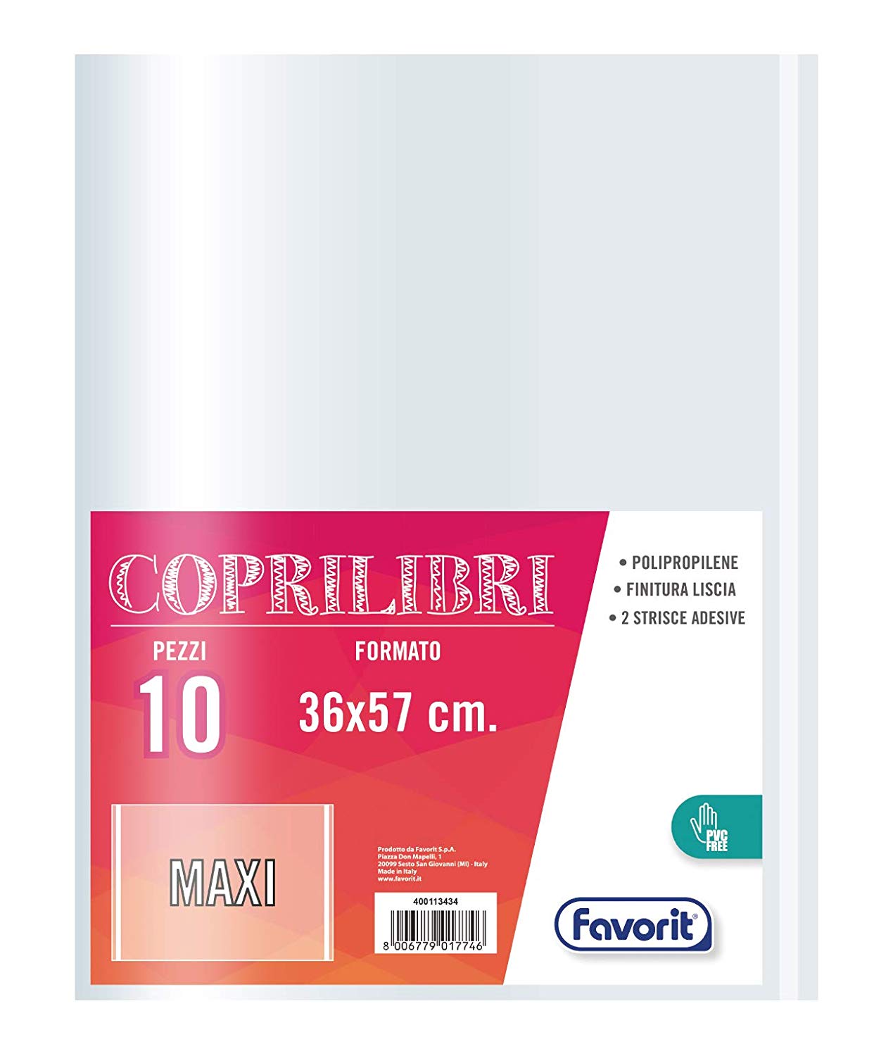 Favorit, 10 x Maxi Book Covers, 36 x 57 cm, Transparent, Smooth Finish, Clear