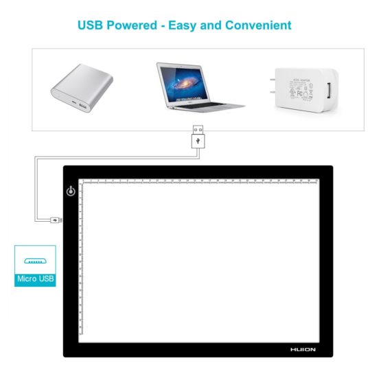 Huion L4S Light Box - Adjustable Illumination LED Light Pad Box A4, Black Frame, 17.7 Inches - Image 3