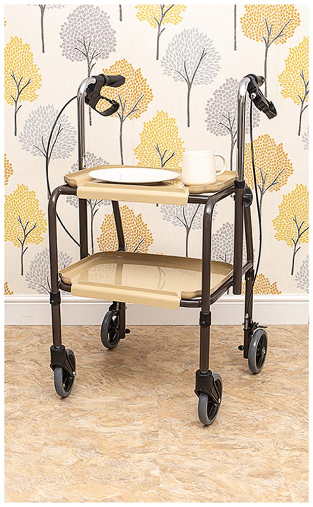 Aidapt Sturdy Height Adjustable Strolley Trolley with Brakes. Easy Removable Trays. Ideal for Transferring Meals Dinner - Image 2