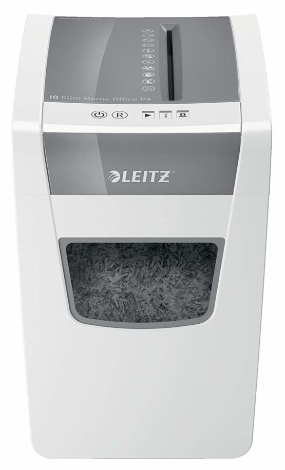 Leitz IQ Slim Home Office Cross Cut Paper Shredder, Shreds 10 Sheets, 23 Litre Bin, White, 80011000 - Image 2