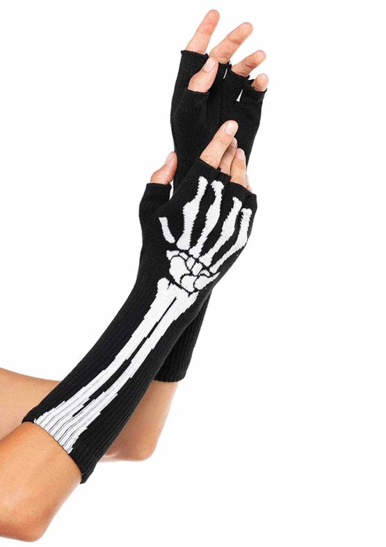 Leg Avenue 214422001 Skeleton Fingerless 2144-Skeleton Gloves, Black, One Size (UK 6-12)