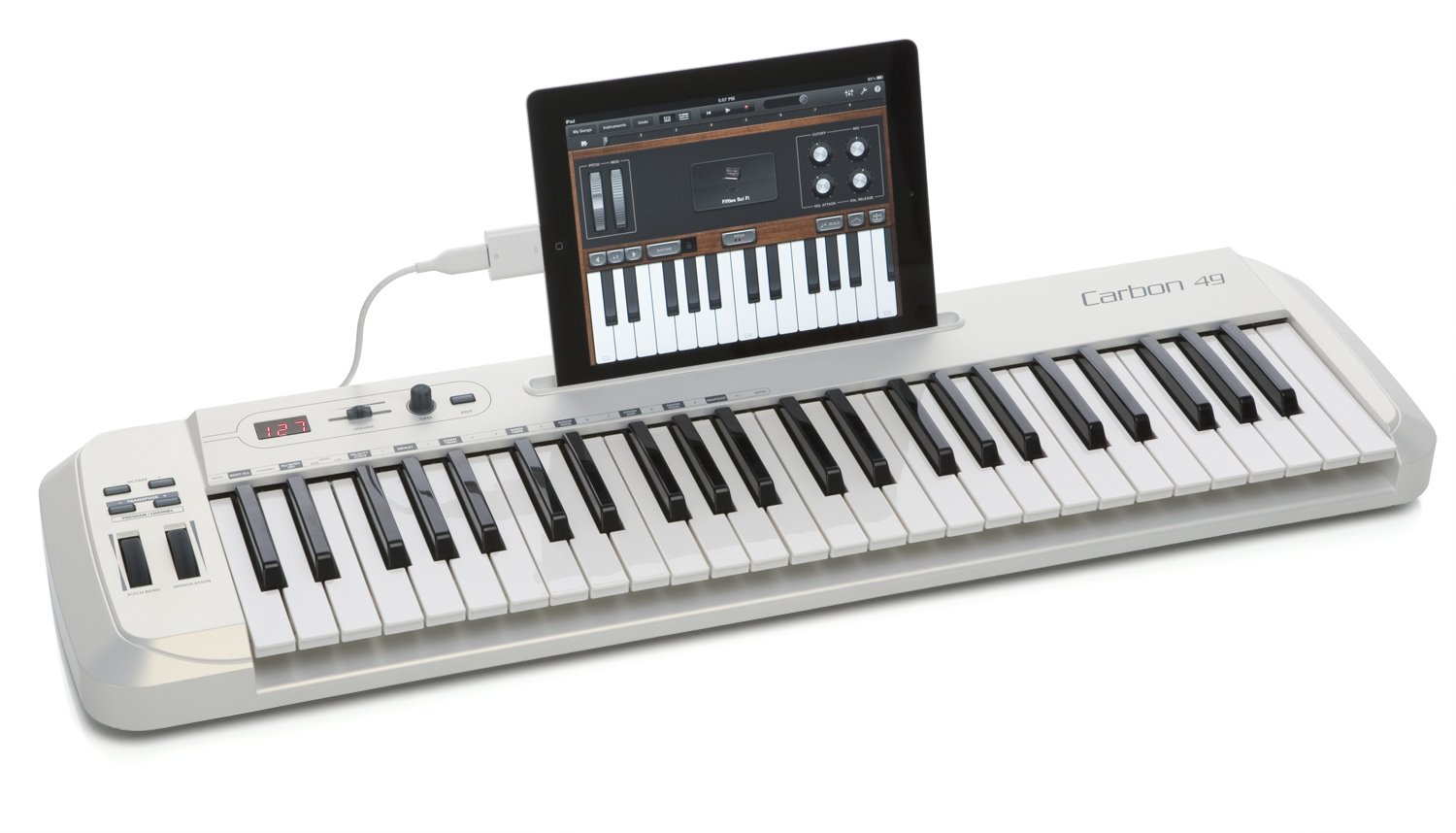 SAMSON SAKC49 Carbon 49 USB/MIDI Controller Keyboard, White, MIDI Only - Image 3