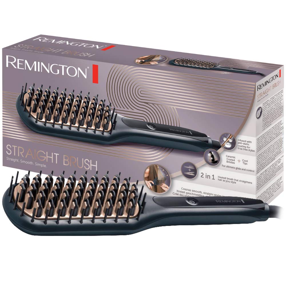 Remington Hair Straightening Brush From Keratin CB 7400,,, Pack of1, Black