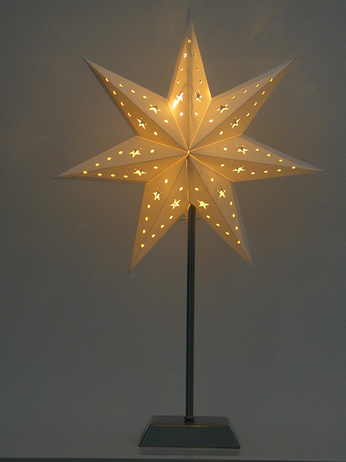 Best Season SA00049 LED Stand Star Metal / Paper / Plastic White 14 x 34 x 55 cm, 14.0 x 34.0 x 55.0 cm - Image 2